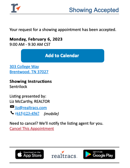 Realtracs Roster My Showings: Realtracs Showings Buyer's Agent