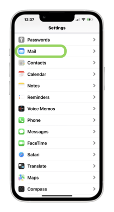 Iphone Mail App in Settings