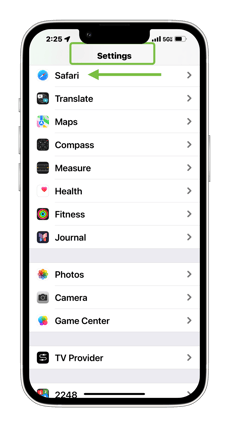 iPhone safari settings -portrait