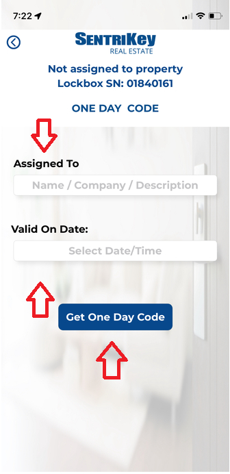 Sentrilock Login Page Sentrilock: One Day Code
